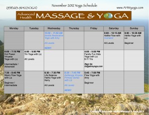 NOVEMBER 2012 YOGA SCHEDULE