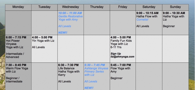 November Yoga Schedule Available!